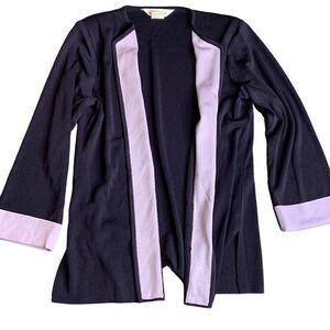 Exclusively Misook Women's Purple Tight Knit Open Front Cardigan Sweater Size S